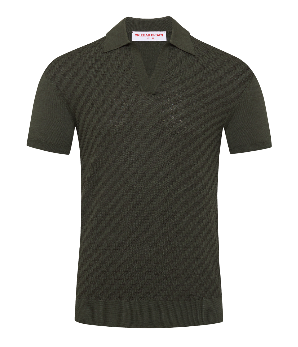 Horton Two Tone Jacquard Polo in Dark Herbal Green