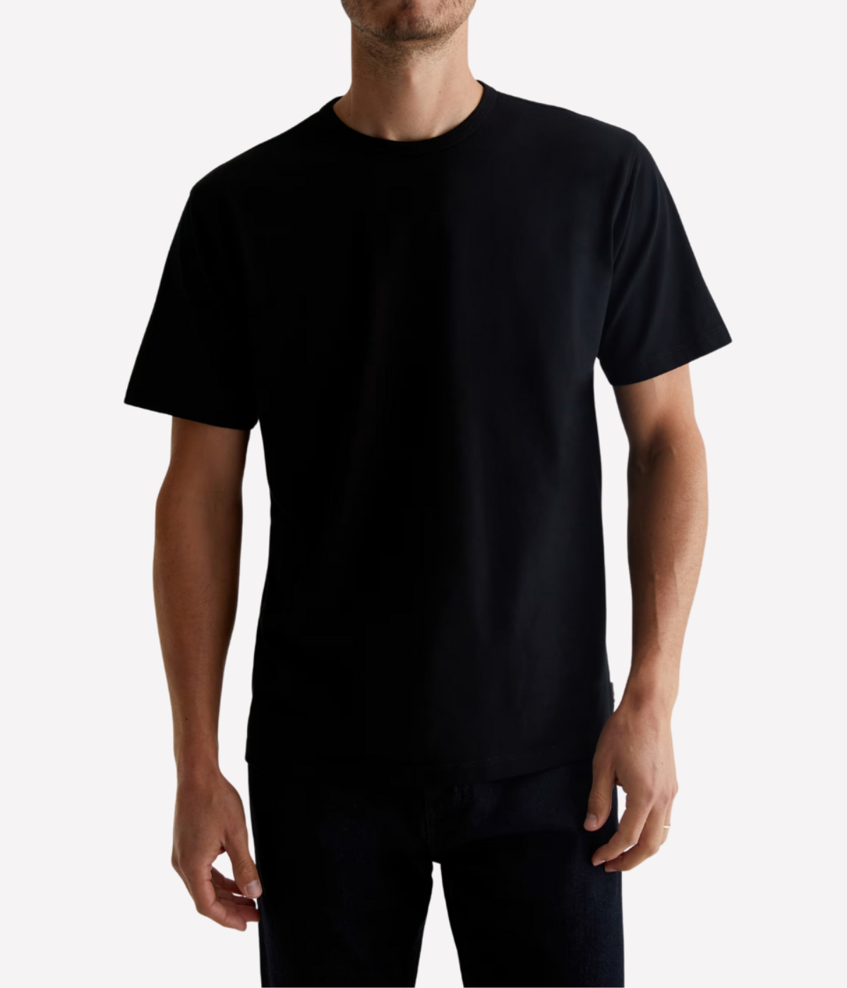AG Jeans Bryce Crew in True Black – Front View Cotton Crew Neck T-Shirt