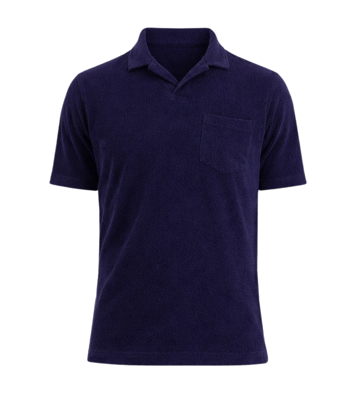 Men Knitted Bouclette Polo in Marine Blue