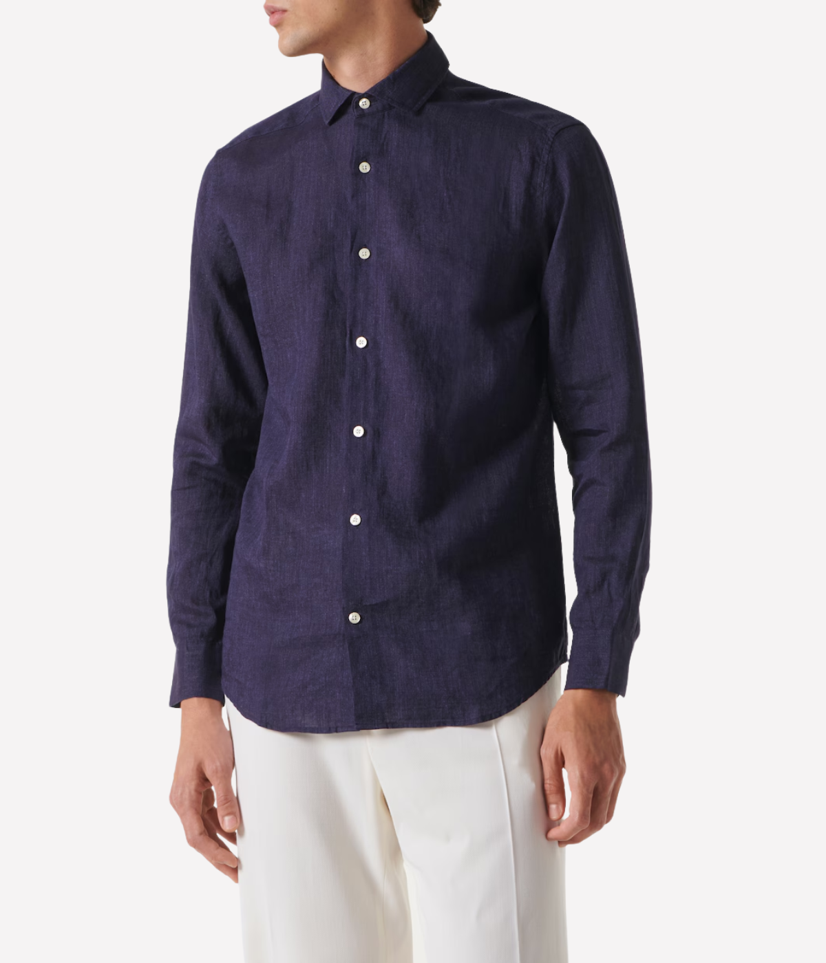 Antonio Linen Long Sleeve Shirt in Midnight