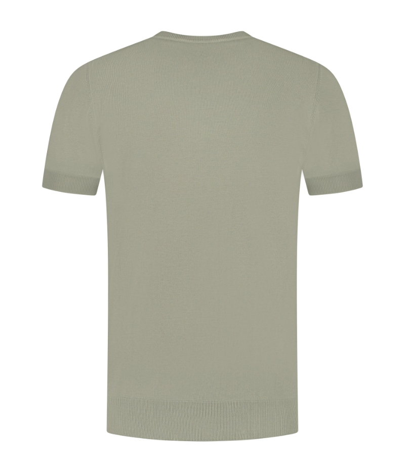 Gran Sasso short-sleeved crew neck in sage green, made from thick cotton with a structured fit, crafted in Italy