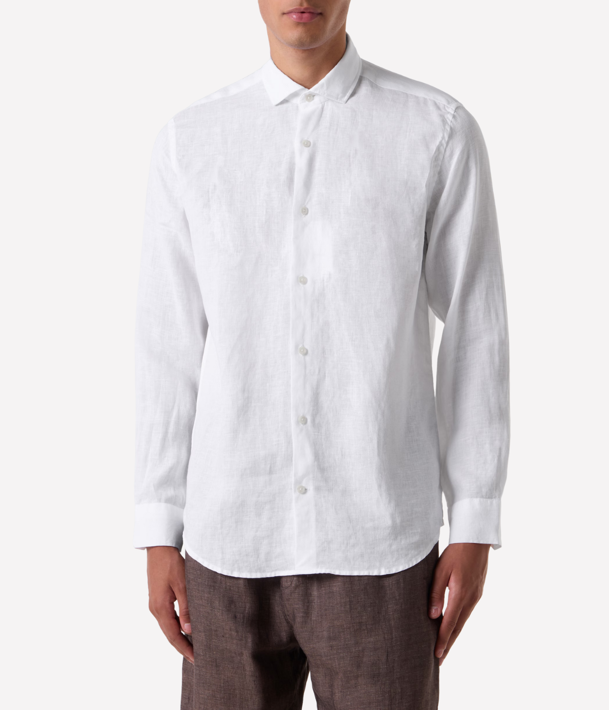 Antonio Linen Long Sleeve Shirt in White