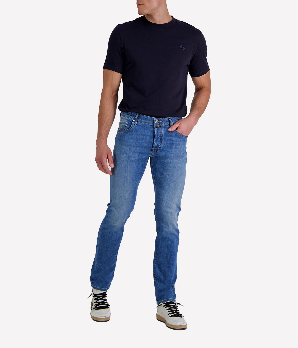 Bard 5 Pkt Slim Fit in 300D Light Blue Mauve Patch