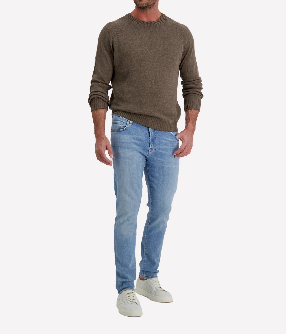 Crew Long Sleeve in Cashmere Cotton Choc