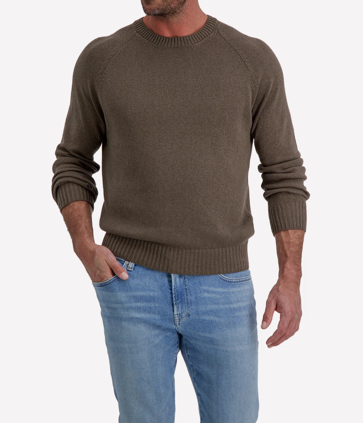 Crew Long Sleeve in Cashmere Cotton Choc
