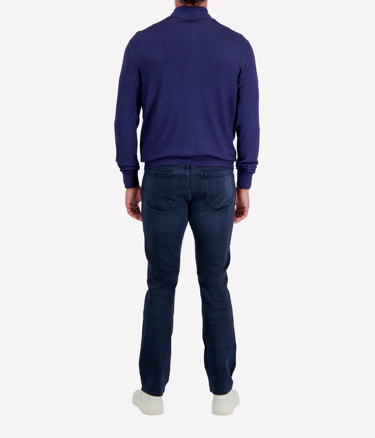 Gran Sasso Full Zip Jacket in Royal Blue – Back View Full Zip Knit Jacket