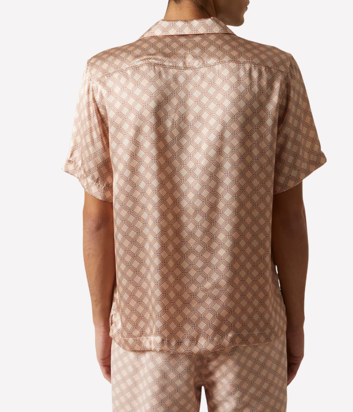 Roberto Silk Shirt Angra Trelica Print Shirt in Salmon Pink