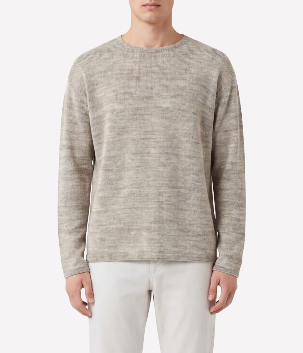 Roberto Collina LS Roundneck in Grigio - Model Shot