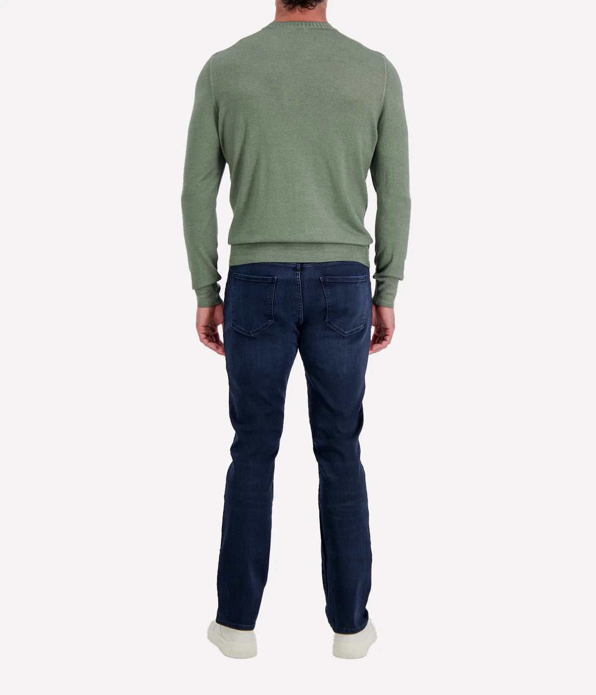 Gran Sasso Wool Crew Longsleeve in Forest – Back View Wool Knit