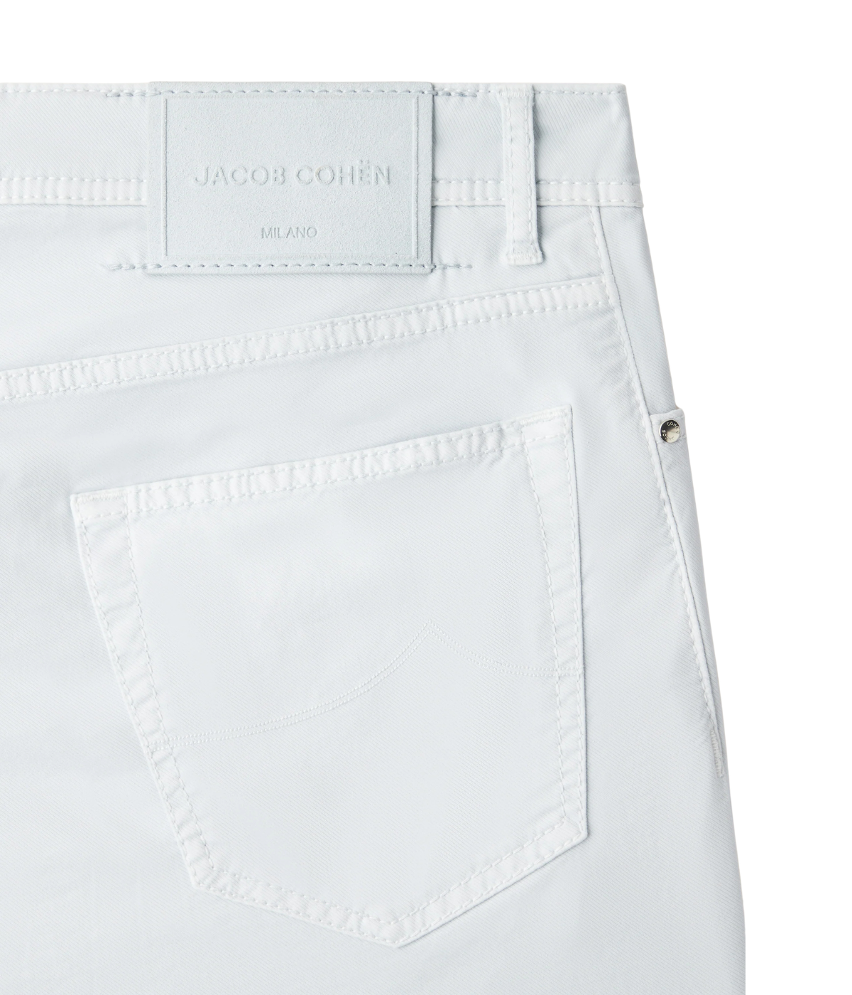 Bard Slim Fit Pant 5 PKT in X75 Azure Suede Patch - Back pocket closeup shot