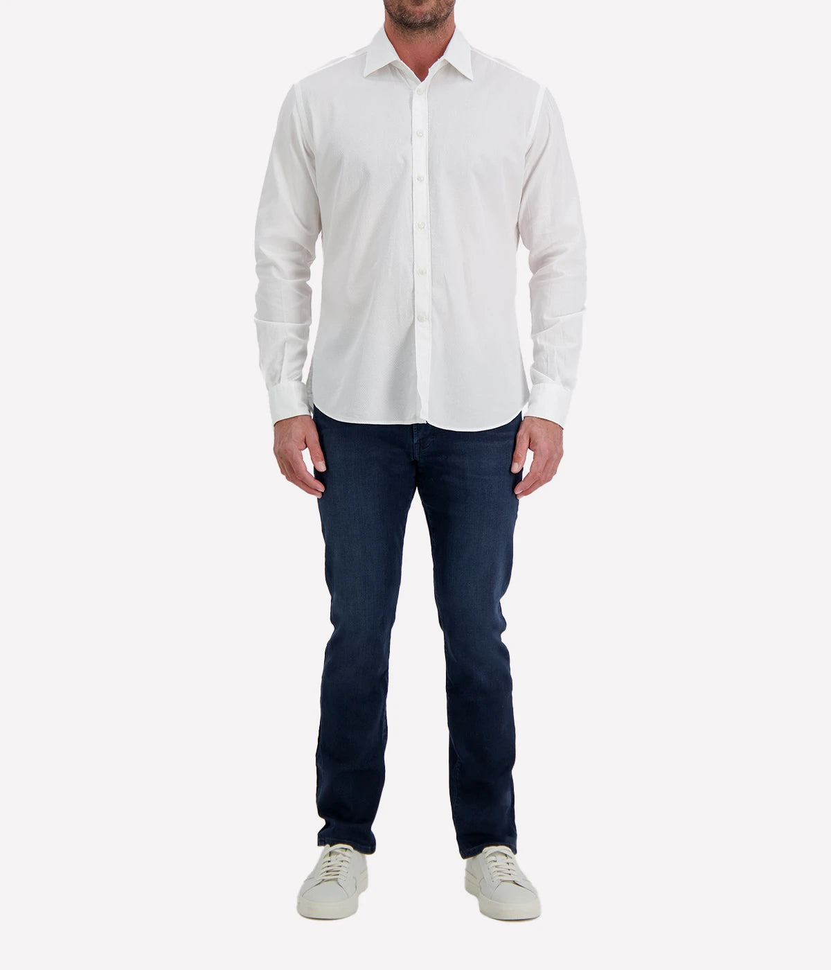 Osvaldo Trucchi Regular Fit Shirt WB0005 in White Textured – Front View Textured Dress Shirt