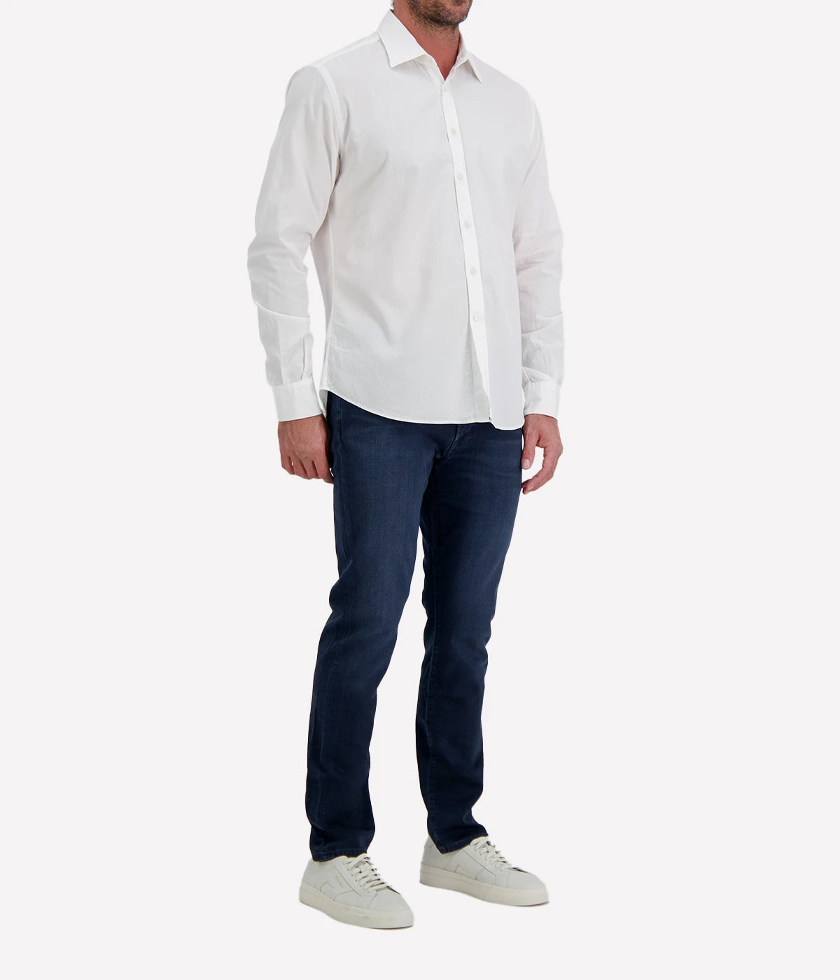 Osvaldo Trucchi Regular Fit Shirt WB0005 in White Textured – Angled View Textured Dress Shirt