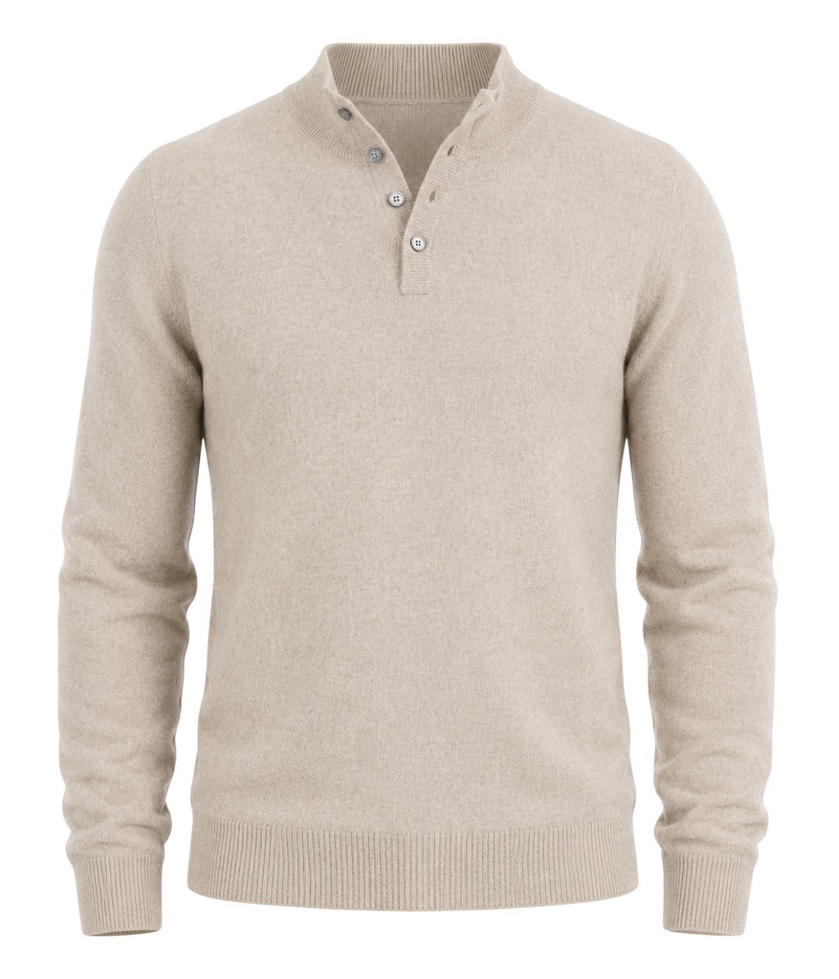 Mock Button Sweater in TAUPE