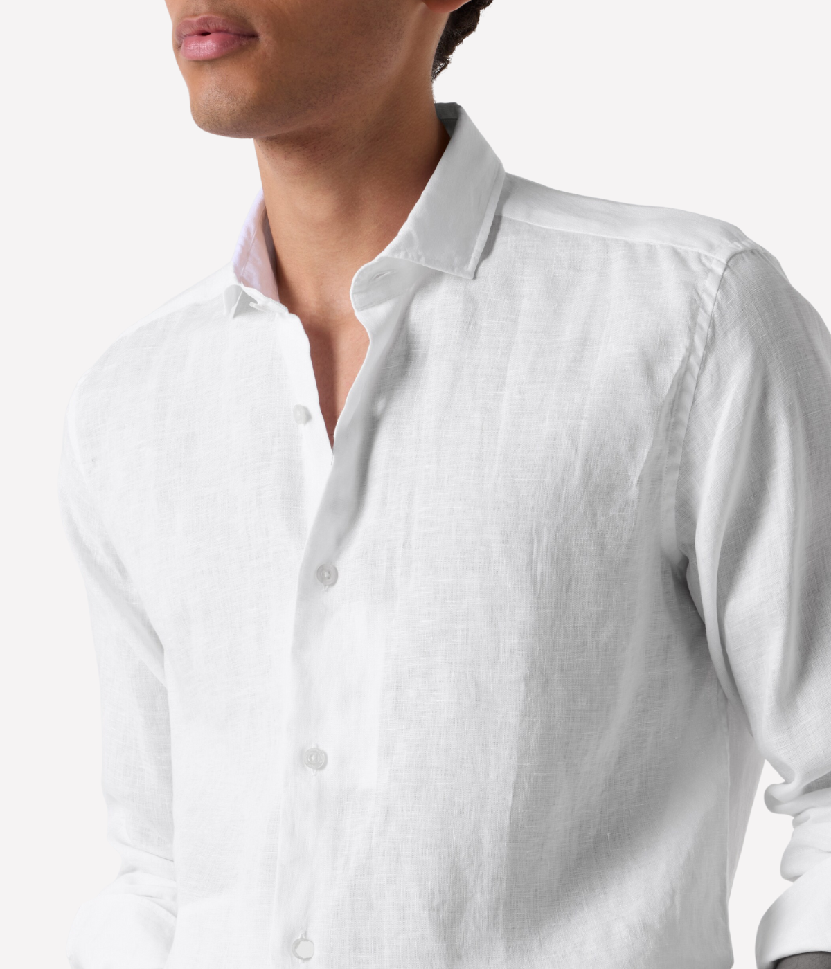 Antonio Linen Long Sleeve Shirt in White