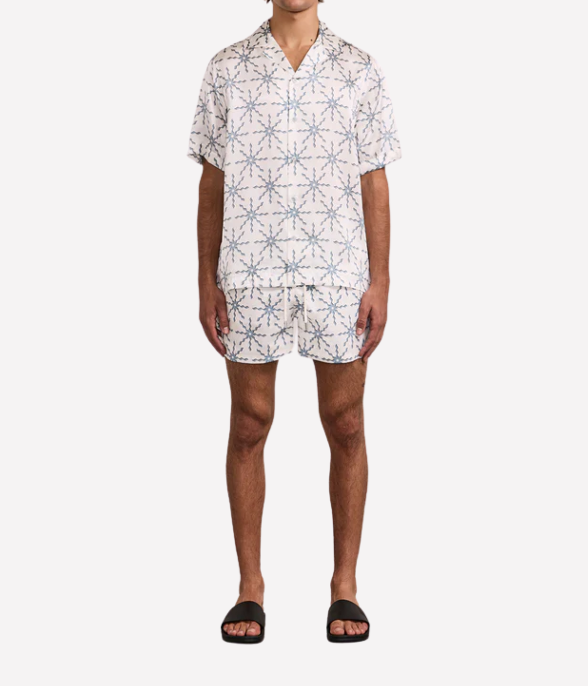 Rio Swim Short Sol Print In Ecru And Coastal Blue