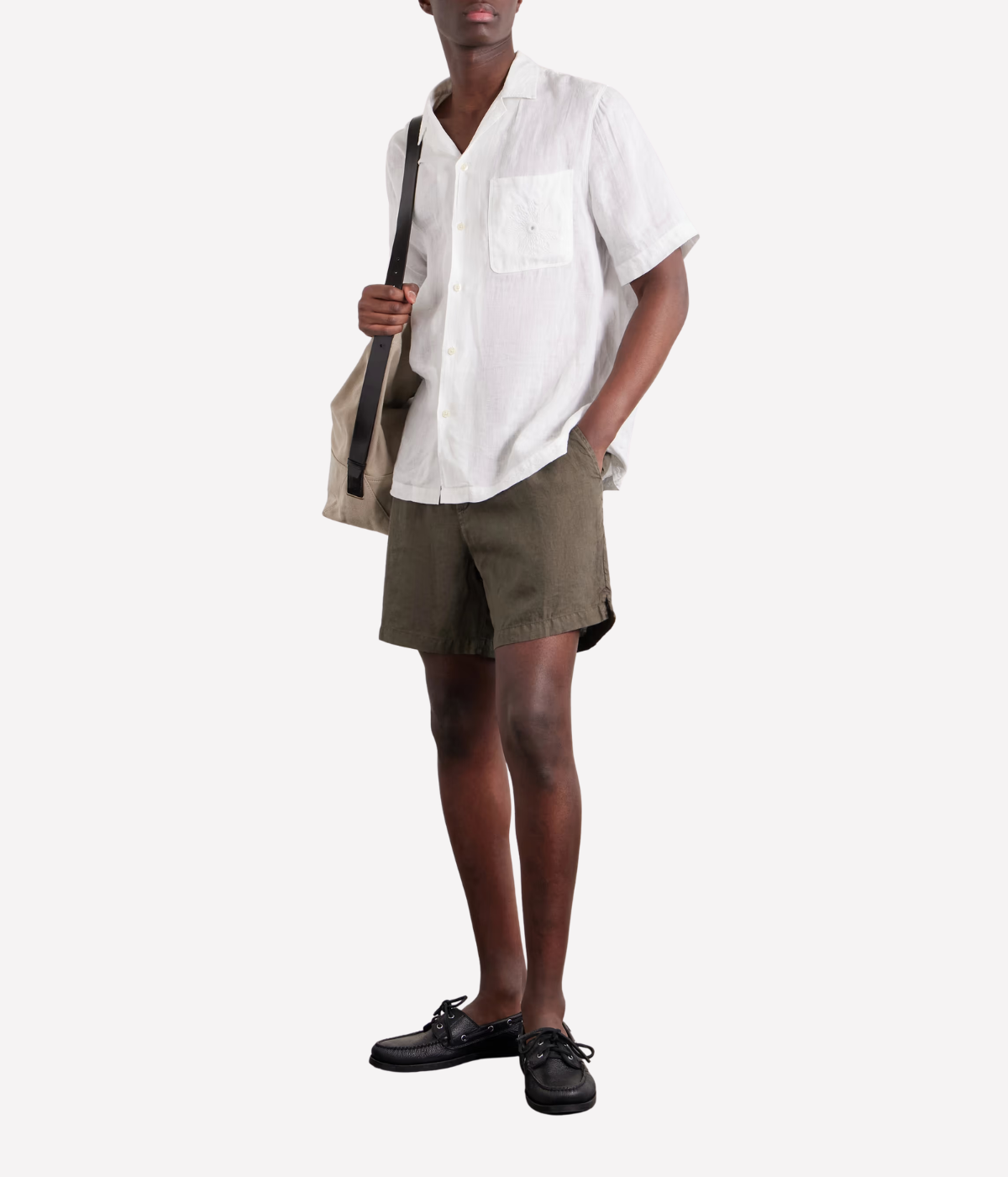Lightweight Linen Shorts in Army Green