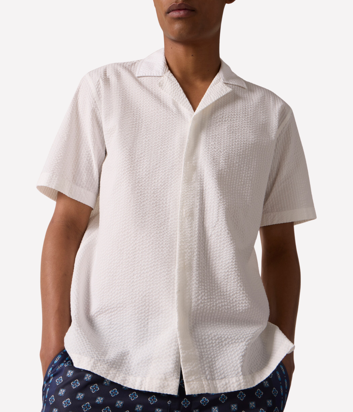 Maitan Seersucker Shirt in Thasos Beach