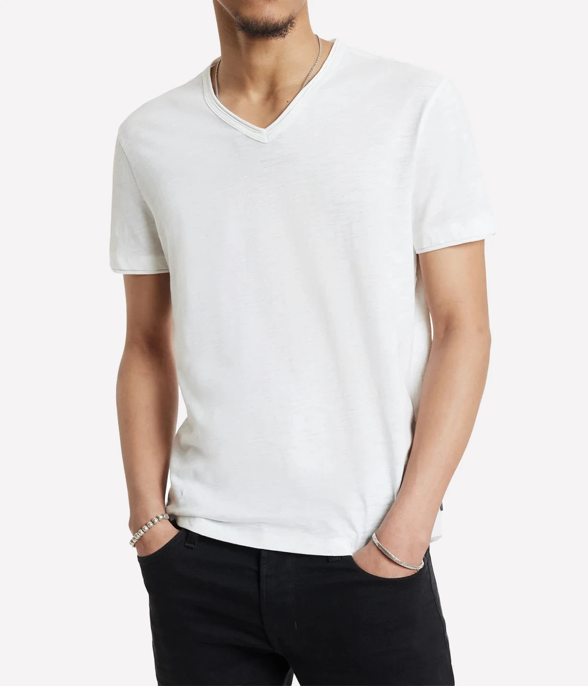 Miles Slub V Neck In Salt
