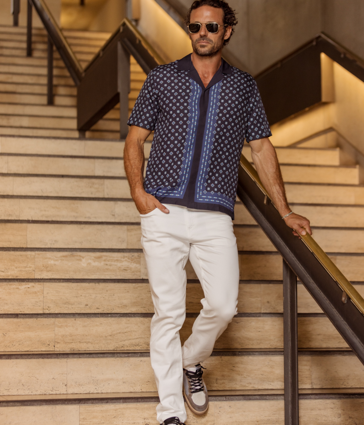 Columbo 5 Pocket Cotton Twill Trouser in Ivory