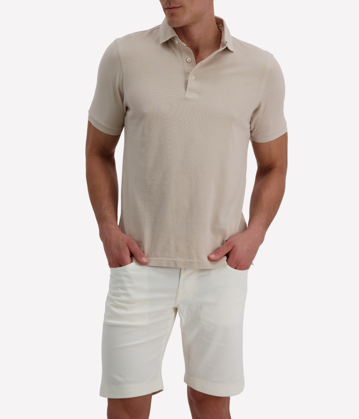 Short Sleeve Polo in Beige