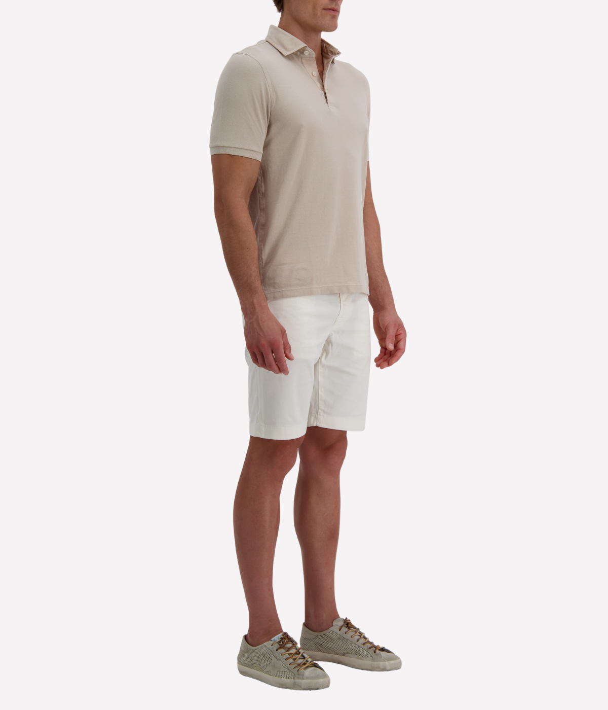 Short Sleeve Polo in Beige