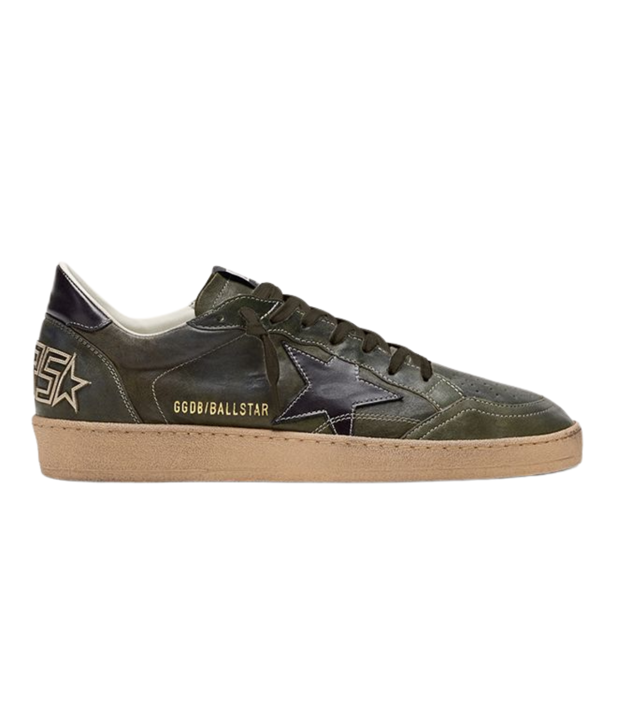 Golden Goose Ball Star Sneaker In Dark Green & Black - Side Shot