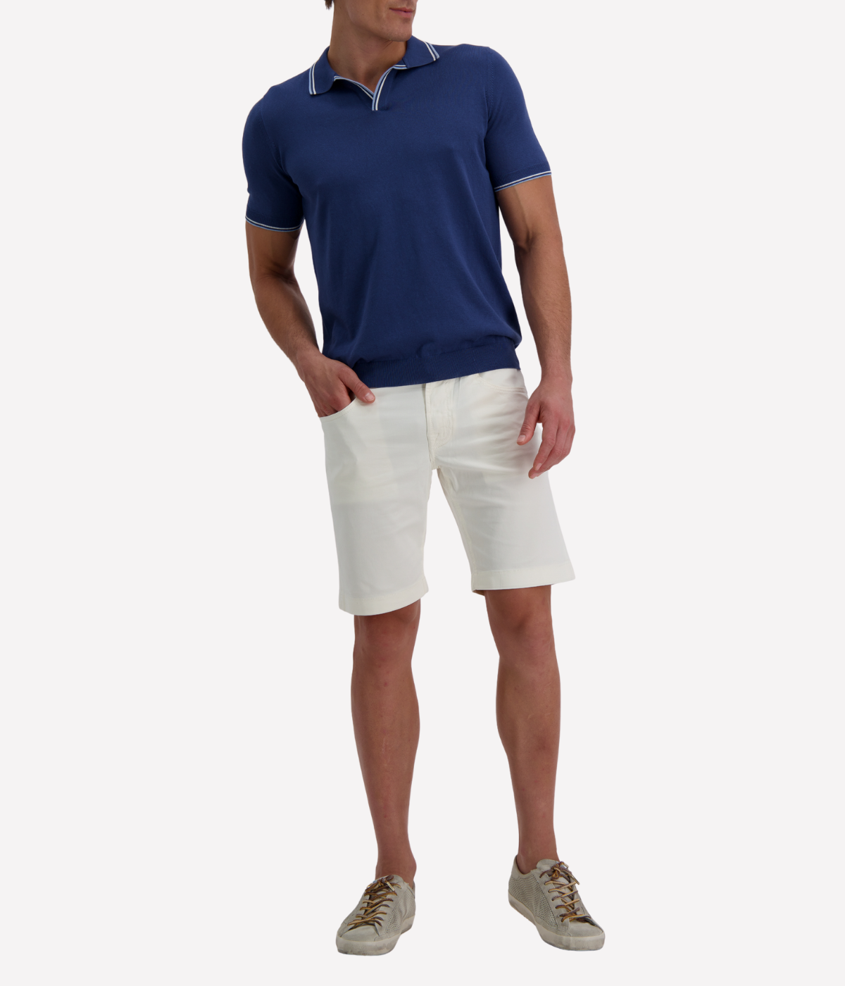 Short Sleeve Tennis Shirt in Mid Blue