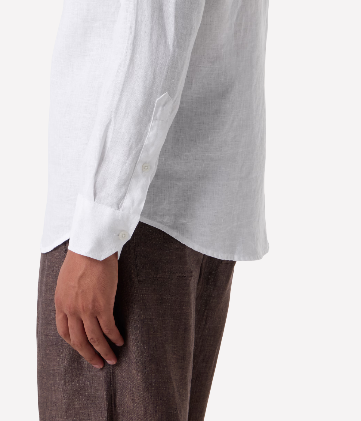 Antonio Linen Long Sleeve Shirt in White