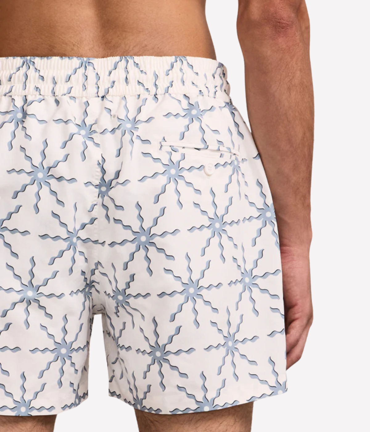 Rio Swim Short Sol Print In Ecru And Coastal Blue