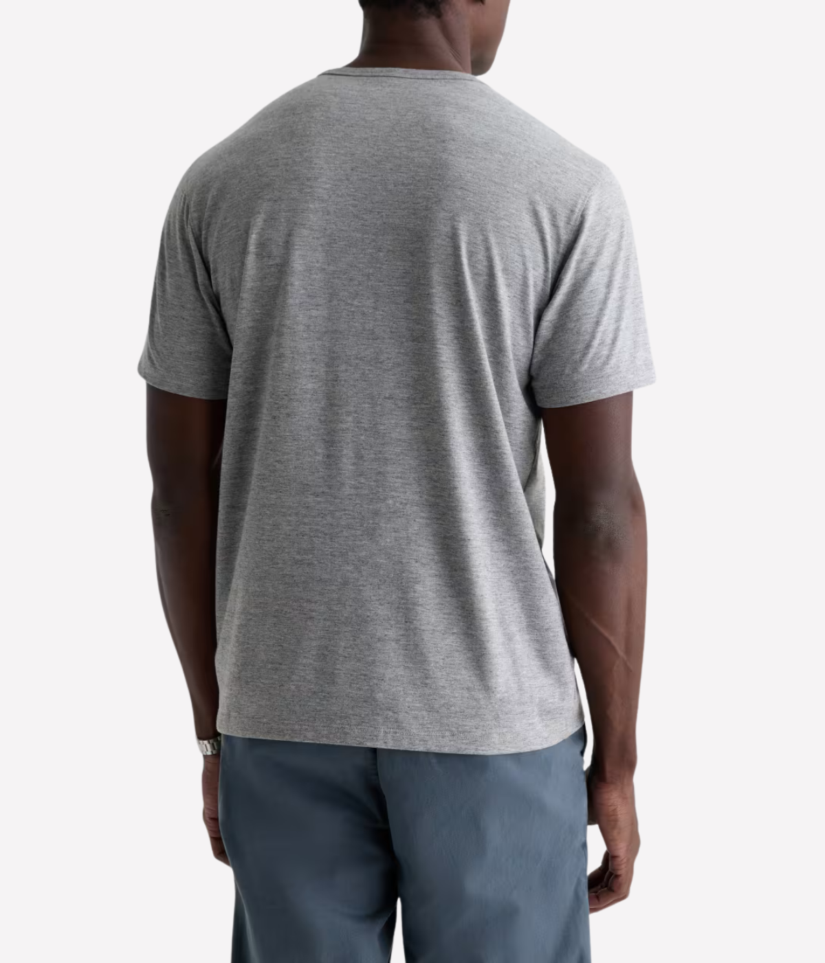 AG Bryce Crew in Poolside View Heather Grey worn on model - back view