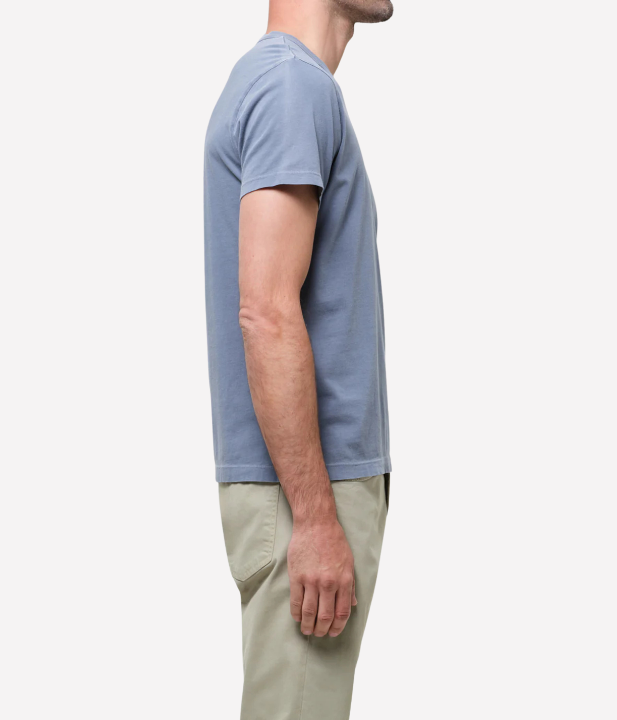 Citizens of Humanity Everyday Tee Organic Cotton T-Shirt in Stone Blue side view on model.