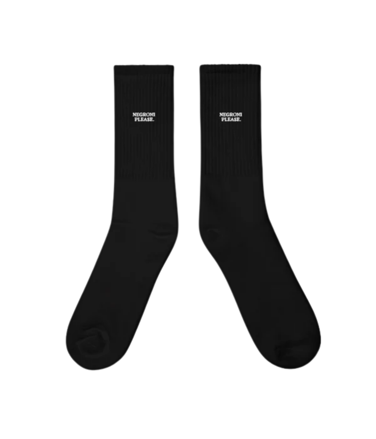 The Refined Spirit Negroni Please Socks in Black front flat lay.