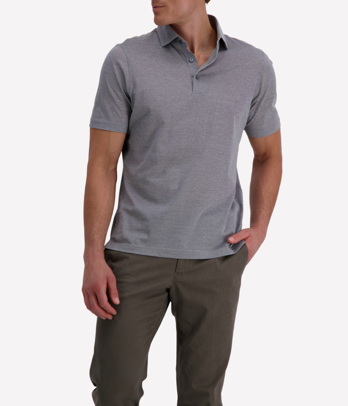 Short Sleeve Polo in Textured Grey