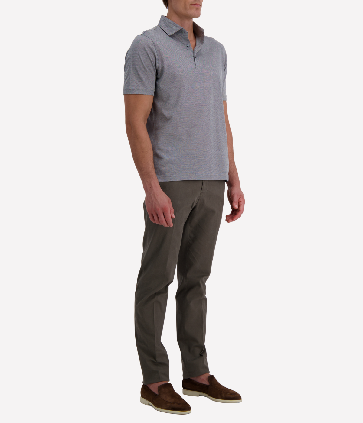 Short Sleeve Polo in Textured Grey