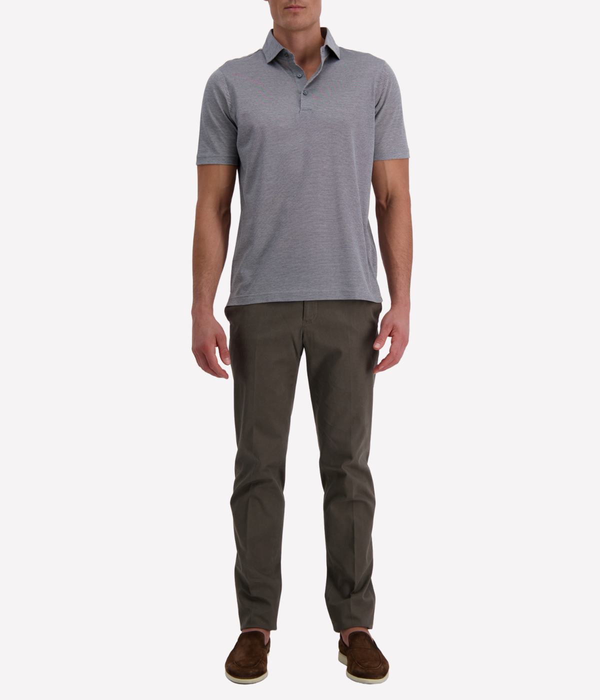 Short Sleeve Polo in Textured Grey