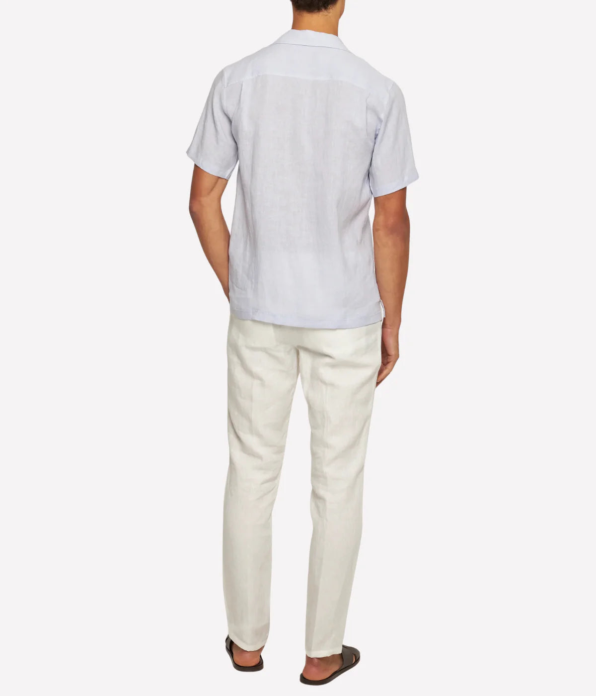 Orlebar Brown Griffon Italian Linen Trouser in White Sands – Full-Length Model back View in Italian-Woven Linen
