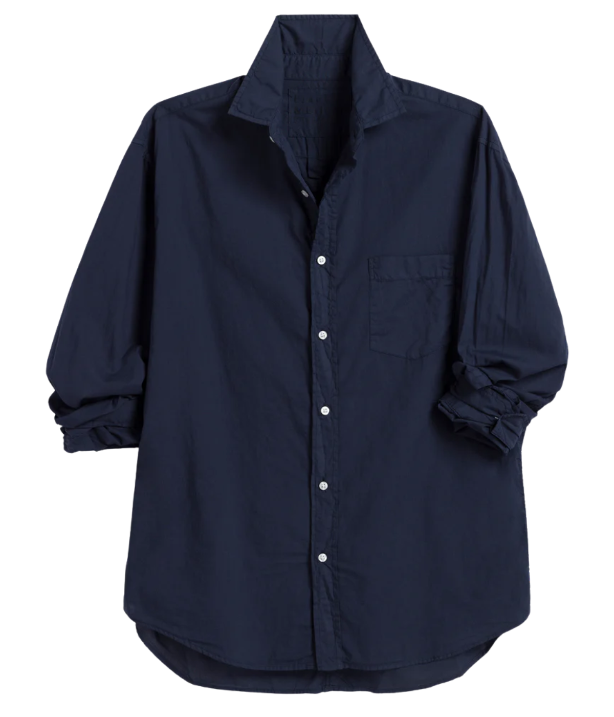 Luke Woven Shirt in Navy Poplin