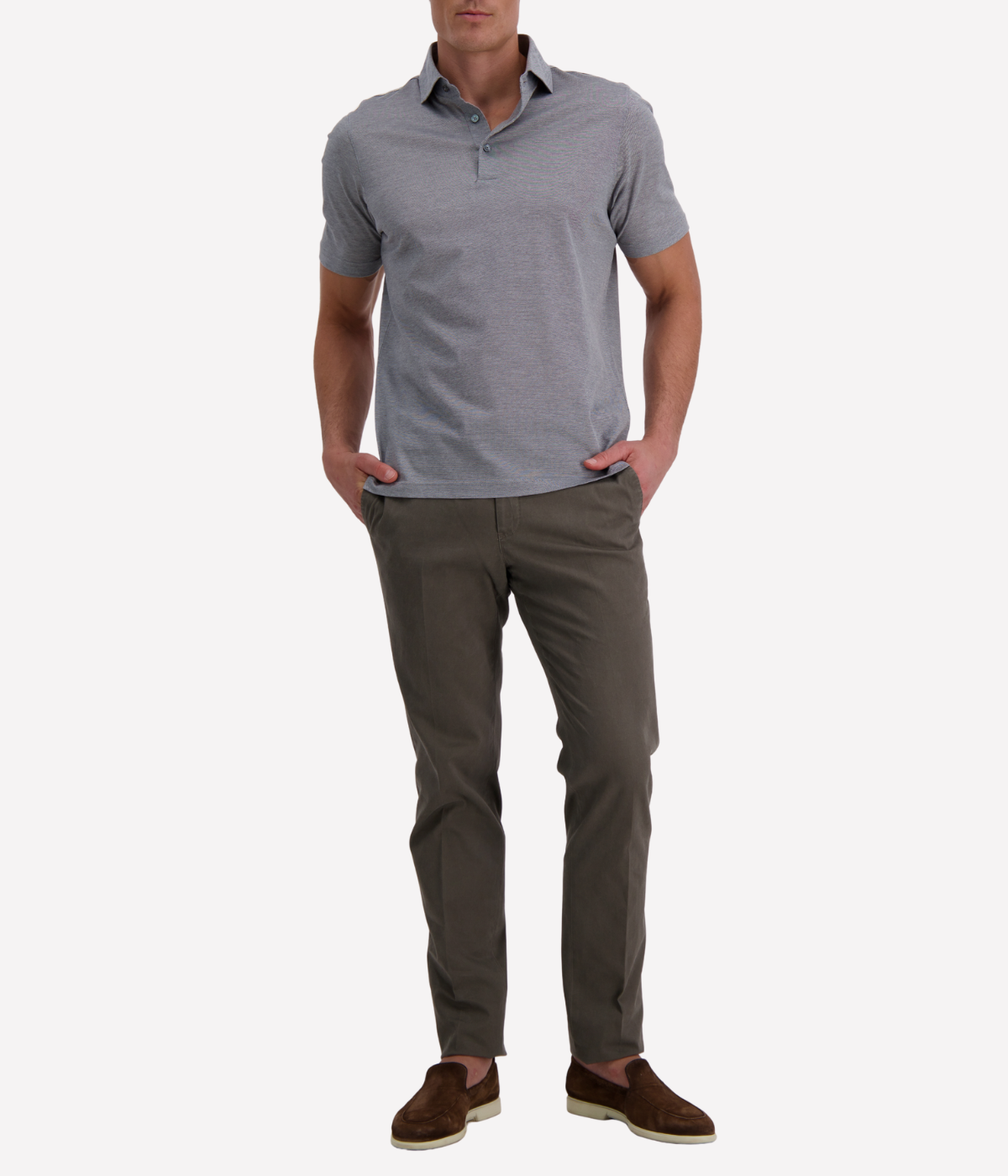 Short Sleeve Polo in Textured Grey