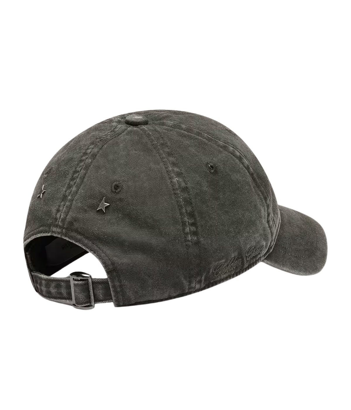 Golden Goose Journey Baseball Cap with Embroidered Star in Dark Kalamata back view featuring a tonal embroidered star and washed cotton construction.