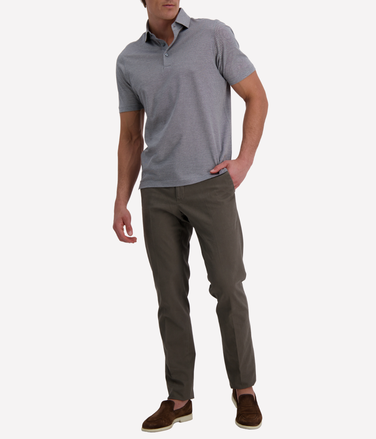 Short Sleeve Polo in Textured Grey