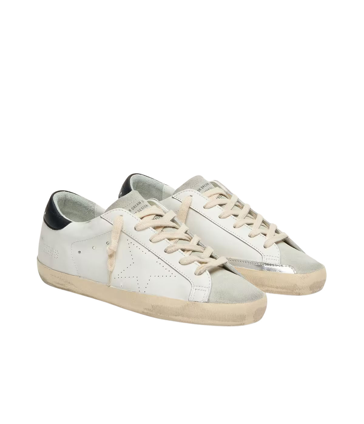 Golden Goose Super Star Sneaker in Black Leather - Angled Front Shot