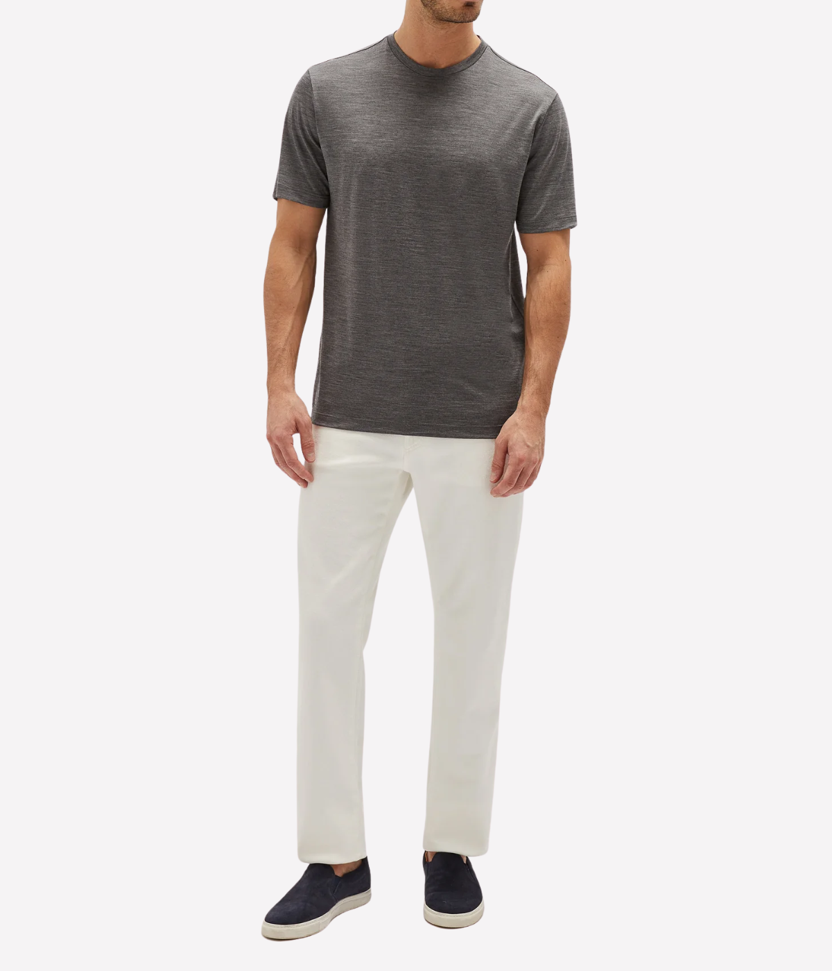 Maurizio Baldassari Linate Short Sleeve T-Shirt in Washed Grey front view on model.