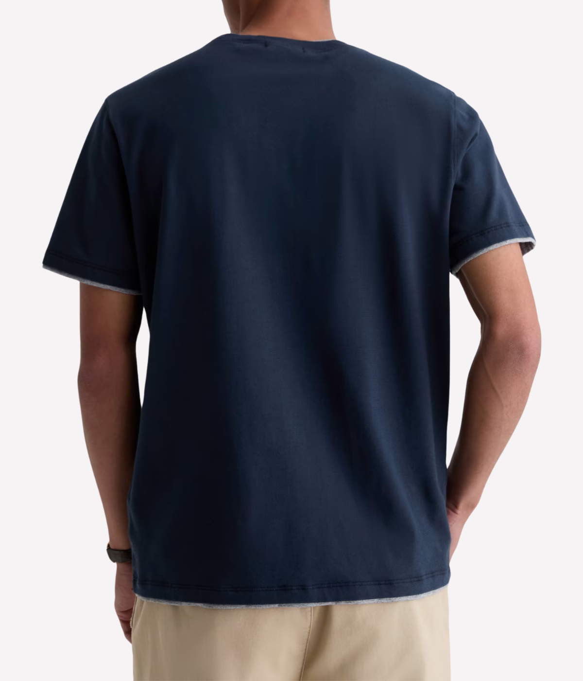 AG Jeans Como Double Layer Crew in Deep Navy Heather Grey – Back View Double Layer Crew Neck T-Shirt
