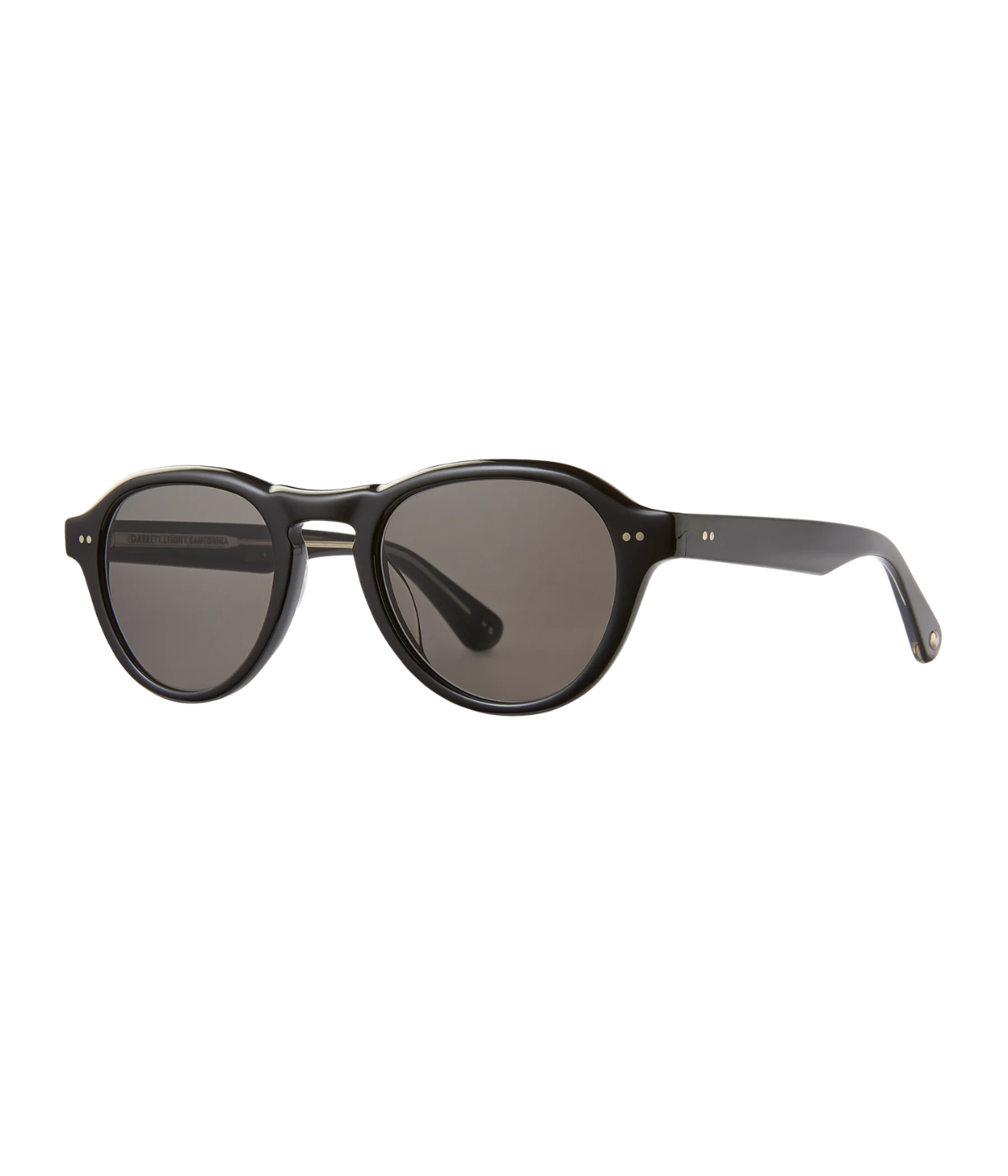 Garrett Leight McNally Sun 48 in Dark Grey angled side view.