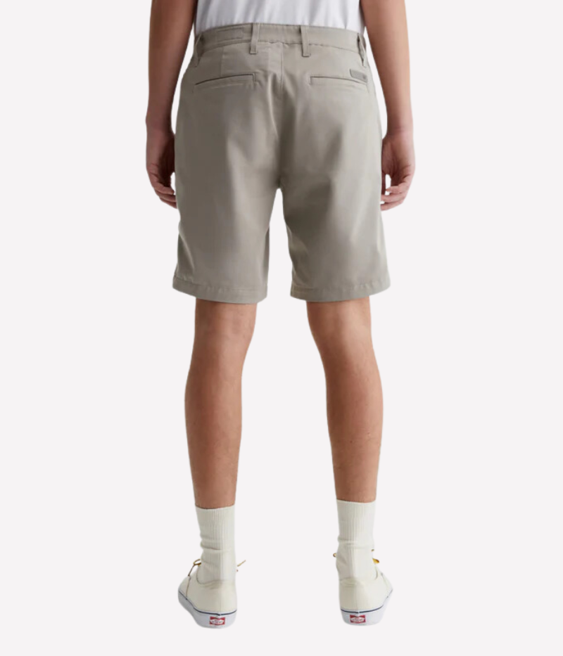 Back view of AG Wanderer Shorts in Dry Dust, showing the tailored fit and practical back pockets.