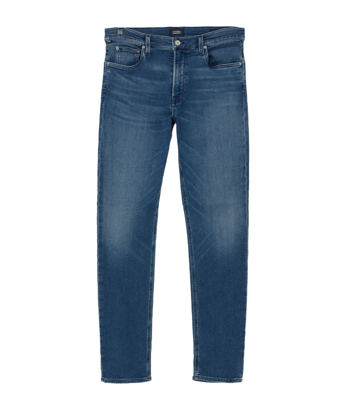 A classic slim straight jean in a medium indigo by Citizens of Humanity. Clean silhouette with a subtle taper from the knee down. Clean silhouette, cut from a mid-weight denim reminiscent of French terry. Comfortable wash and wear jeans. 