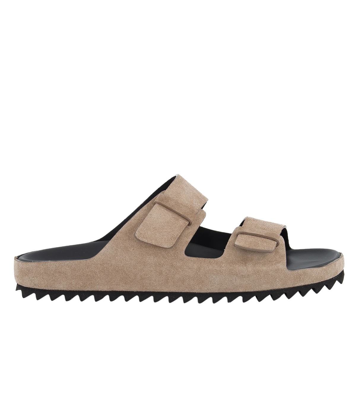 Agorà 010 suede sandals with double straps, leather lining, and rubber outsole.