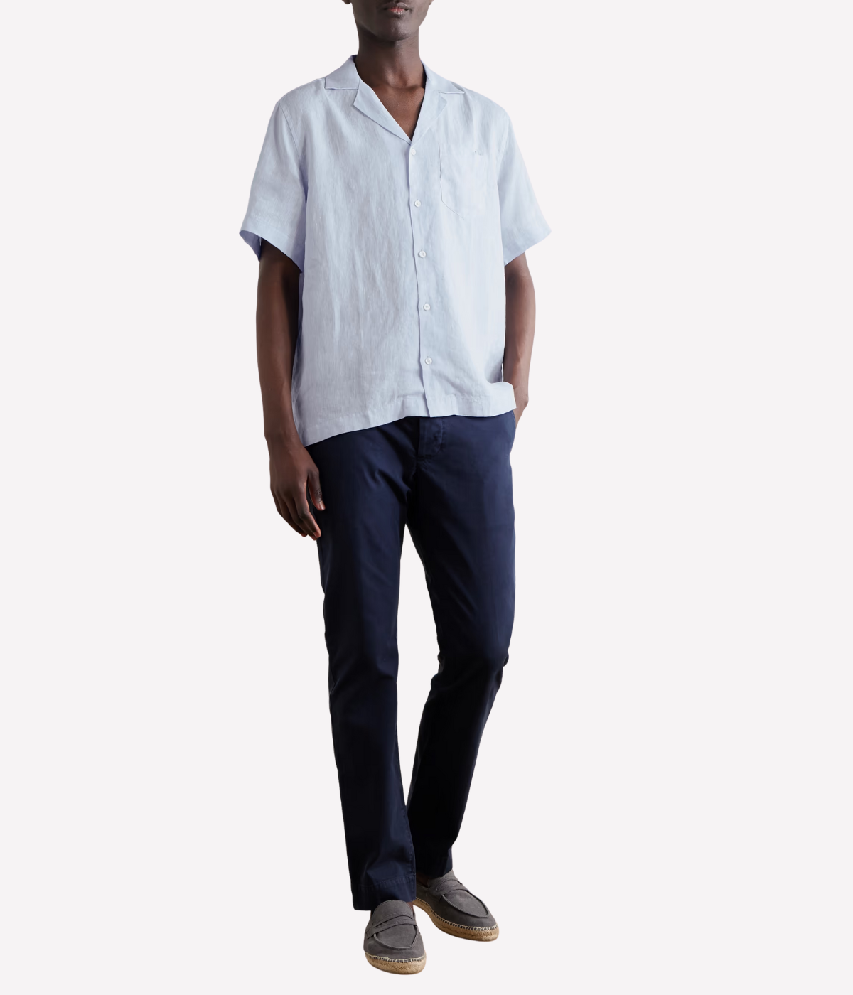Angelo Linen Short Sleeve Shirt in Baby Blue