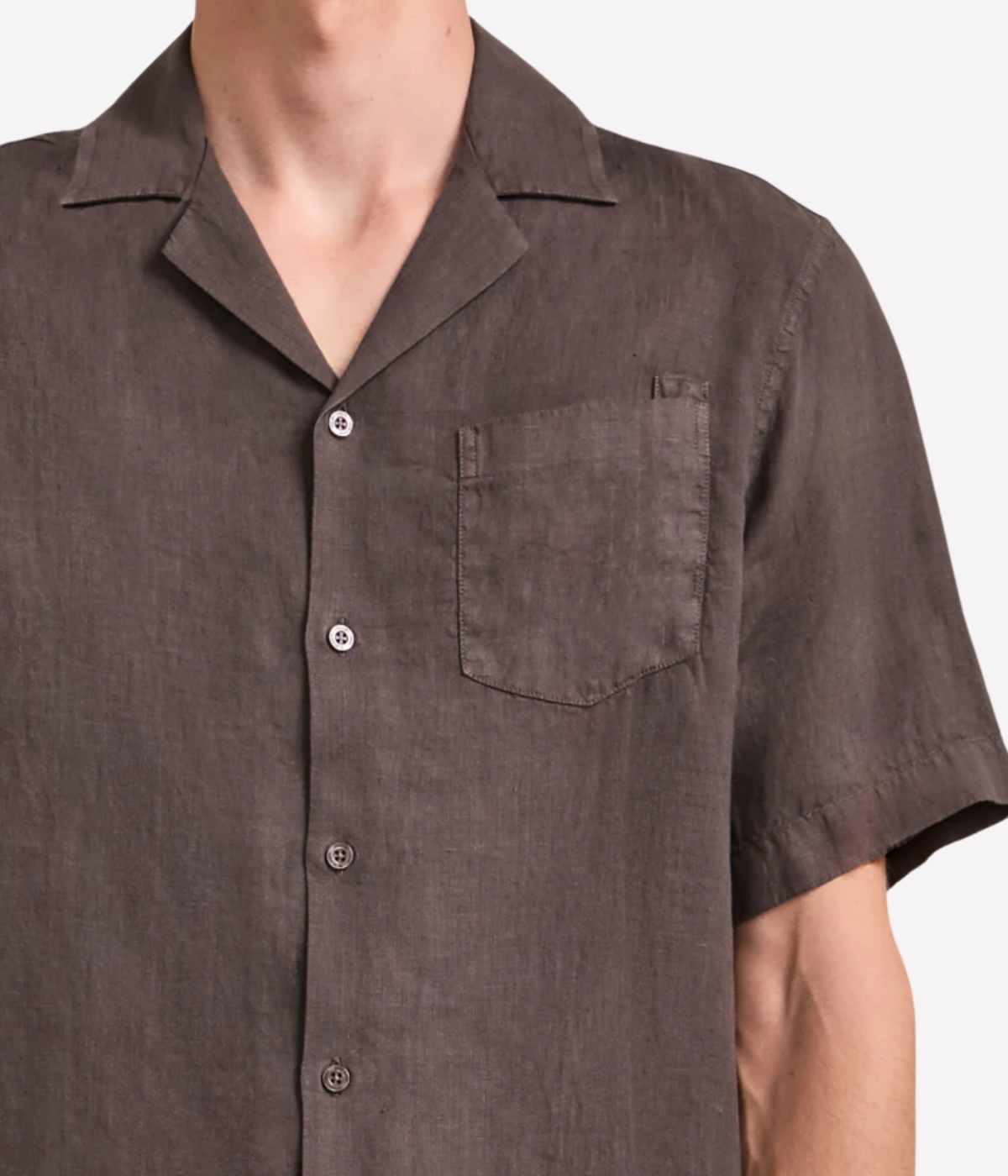 Angelo Linen Short Sleeve Shirt in Cedar Grey