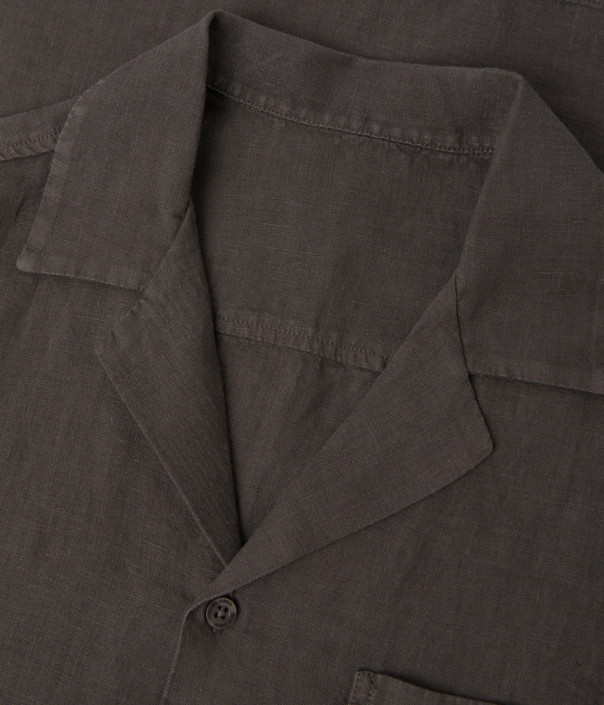Angelo Linen Short Sleeve Shirt in Cedar Grey